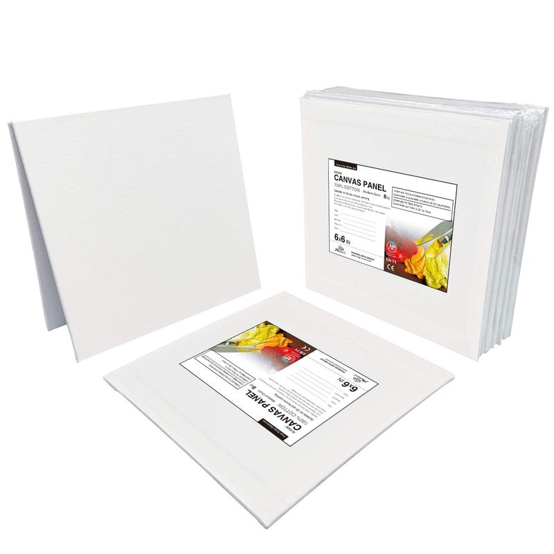 PHOENIX Small Painting Canvas Panels 6x6 Inch, 12 Value Pack - 8 Oz Triple Primed 100% Cotton Acid Free Square Canvas Boards for Painting, White Blank Flat Canvas Boards for Acrylic, Oil Paints - Image 5